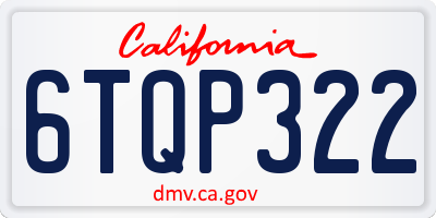 CA license plate 6TQP322