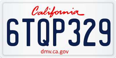 CA license plate 6TQP329