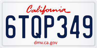 CA license plate 6TQP349