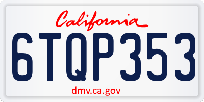 CA license plate 6TQP353