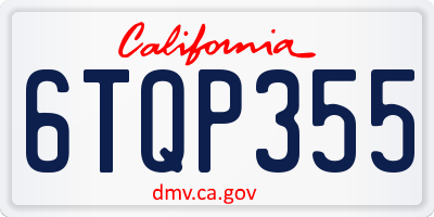 CA license plate 6TQP355