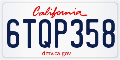 CA license plate 6TQP358