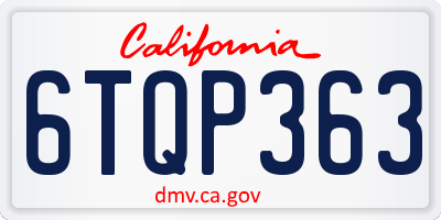 CA license plate 6TQP363