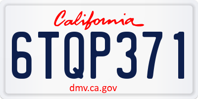 CA license plate 6TQP371