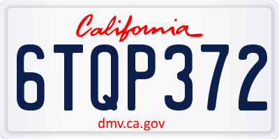 CA license plate 6TQP372