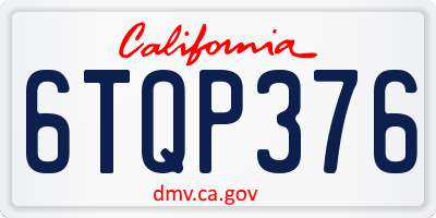 CA license plate 6TQP376