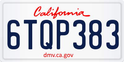 CA license plate 6TQP383