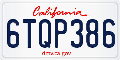 CA license plate 6TQP386