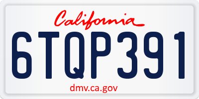 CA license plate 6TQP391