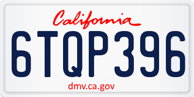 CA license plate 6TQP396