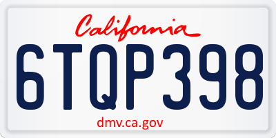 CA license plate 6TQP398