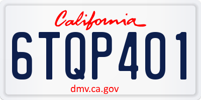 CA license plate 6TQP401