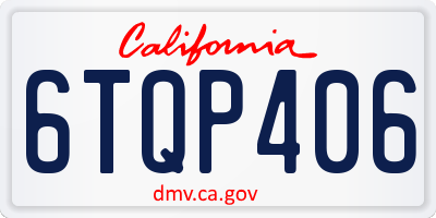 CA license plate 6TQP406