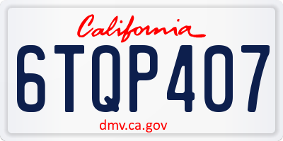 CA license plate 6TQP407