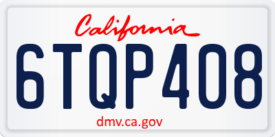 CA license plate 6TQP408