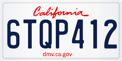 CA license plate 6TQP412