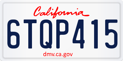 CA license plate 6TQP415