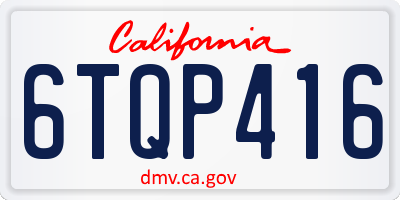 CA license plate 6TQP416