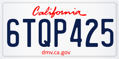 CA license plate 6TQP425