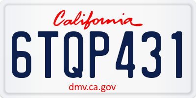 CA license plate 6TQP431