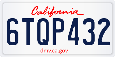 CA license plate 6TQP432