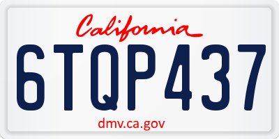 CA license plate 6TQP437