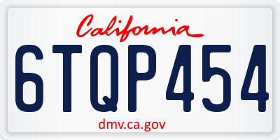 CA license plate 6TQP454