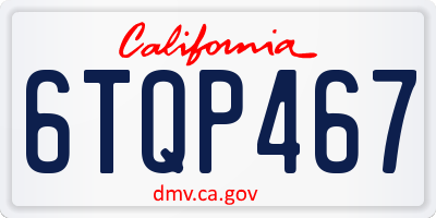 CA license plate 6TQP467