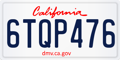 CA license plate 6TQP476