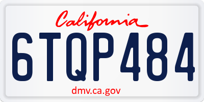 CA license plate 6TQP484