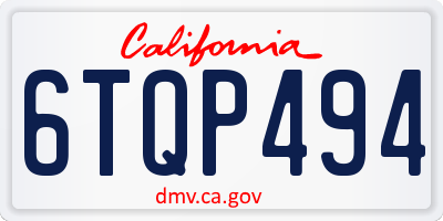 CA license plate 6TQP494