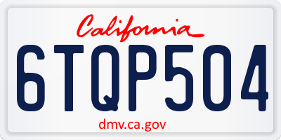 CA license plate 6TQP504