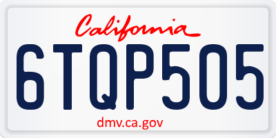 CA license plate 6TQP505