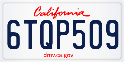 CA license plate 6TQP509