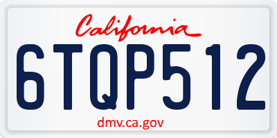 CA license plate 6TQP512