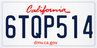 CA license plate 6TQP514