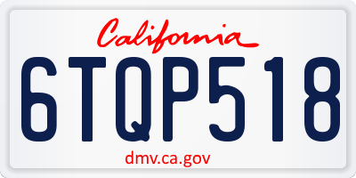 CA license plate 6TQP518