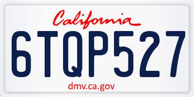 CA license plate 6TQP527