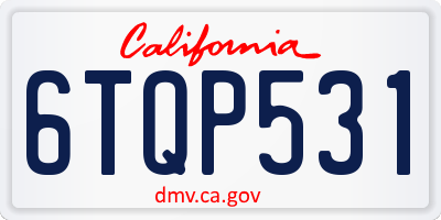 CA license plate 6TQP531