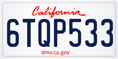 CA license plate 6TQP533