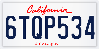 CA license plate 6TQP534