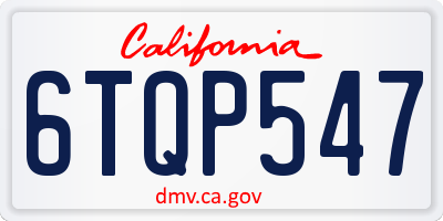 CA license plate 6TQP547