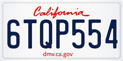 CA license plate 6TQP554