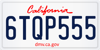 CA license plate 6TQP555