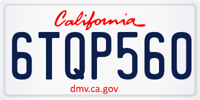 CA license plate 6TQP560