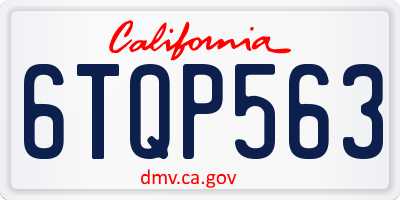 CA license plate 6TQP563