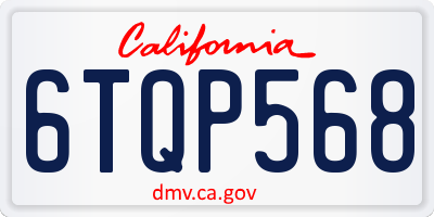 CA license plate 6TQP568