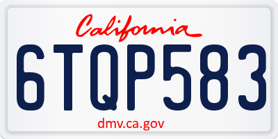 CA license plate 6TQP583