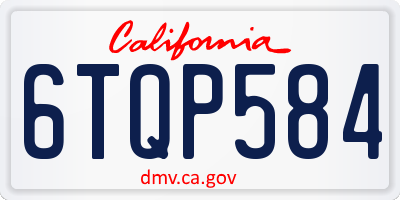 CA license plate 6TQP584