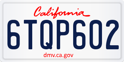 CA license plate 6TQP602